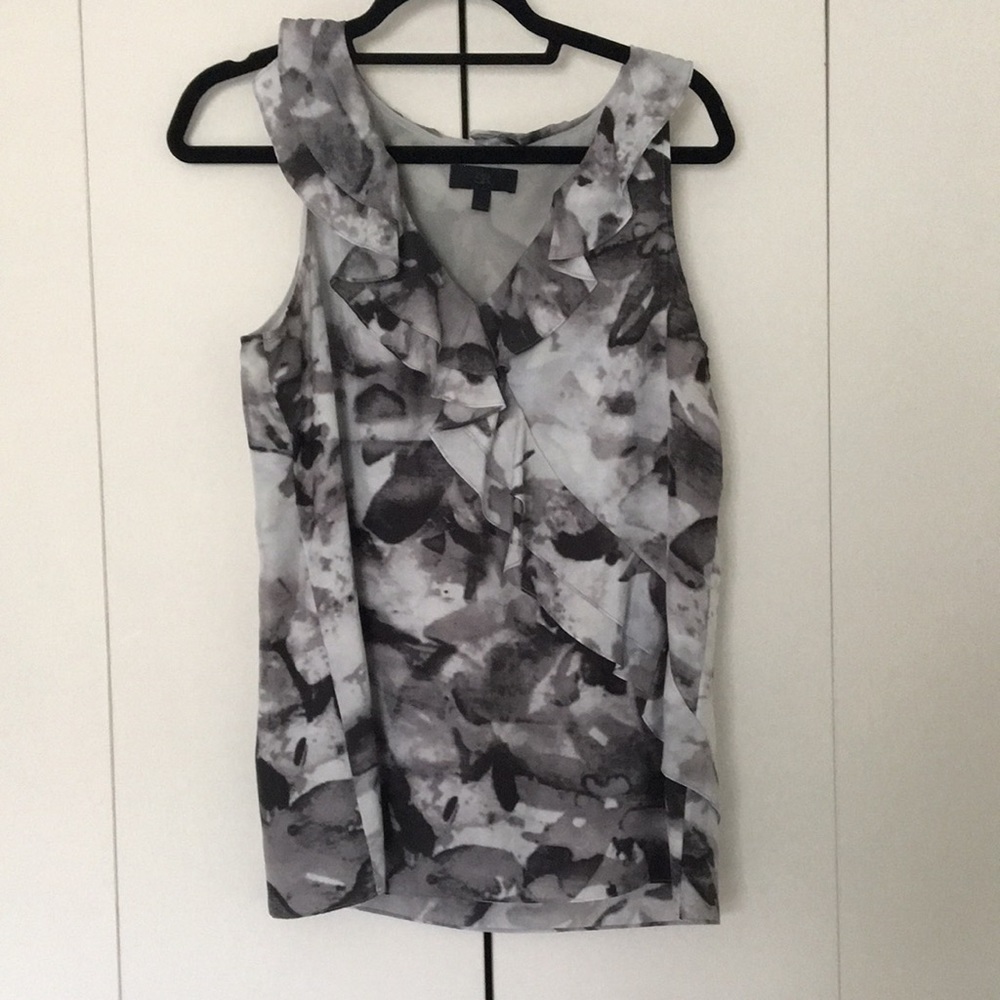 Silk grey ruffle blouse